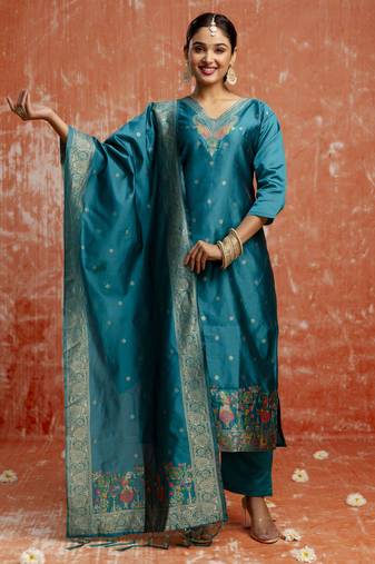 Rama embroidered cotton silk blend salwar suit