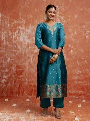 Rama embroidered cotton silk blend salwar suit 2