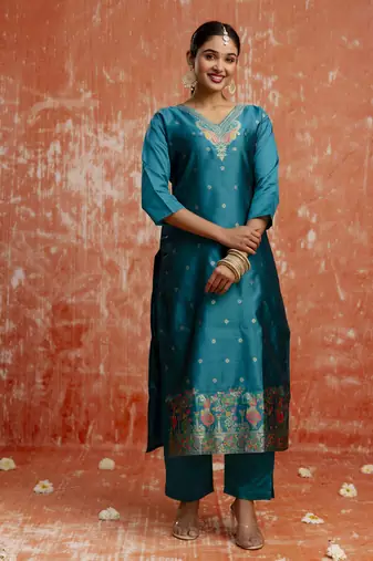 Rama embroidered cotton silk blend salwar suit