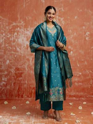 Rama embroidered cotton silk blend salwar suit 3