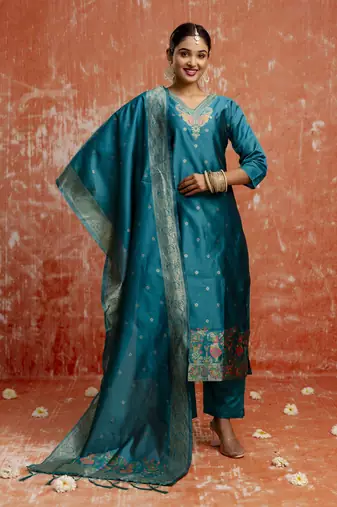 Rama embroidered cotton silk blend salwar suit