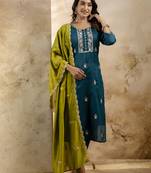 Rama embroidered silk blend salwar suit