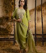 Pista embroidered silk blend salwar suit