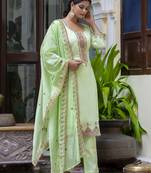 Pista embroidered silk blend salwar suit