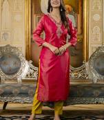 Rani embroidered shimmer silk salwar suit