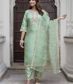 Pista embroidered silk blend salwar suit