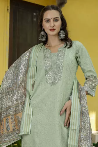 Pista embroidered silk blend salwar suit