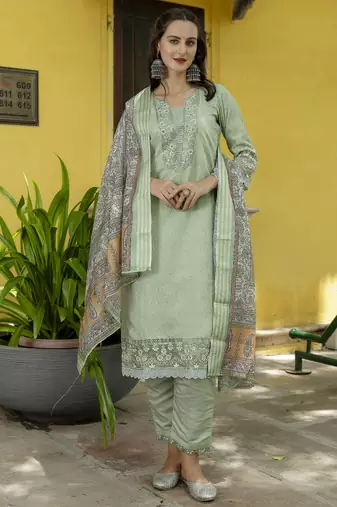 Pista embroidered silk blend salwar suit