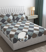 Multicolor geometric bed sheets with 2 king size pillow cover and double bed around elastic size 72x78x8 inches