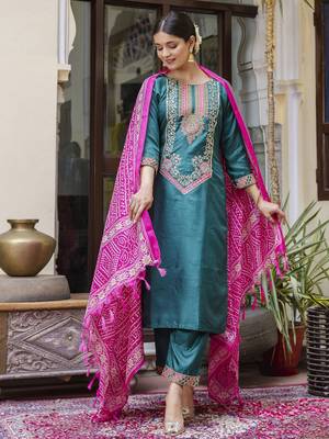 Rama embroidered silk blend salwar suit 2