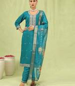 Rama embroidered viscose roman silk salwar suit