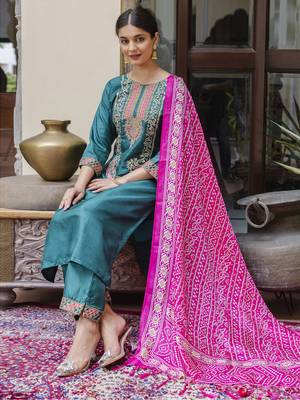 Rama embroidered silk blend salwar suit 3