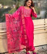 Rani embroidered silk blend salwar suit