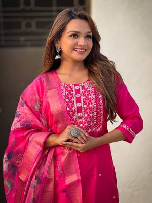 Rani embroidered silk blend salwar suit 3