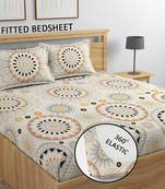 Cream white bed sheets with 2 king size pillow cover and double bed around elastic size 72x78x8 inches