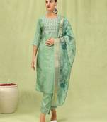 Pista embroidered silk blend salwar suit
