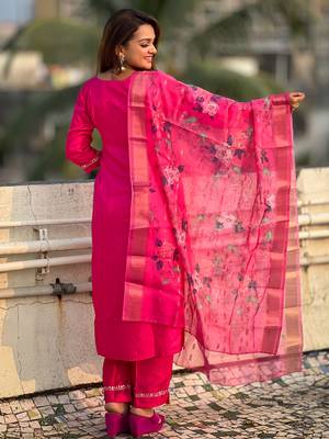 Rani embroidered silk blend salwar suit 4