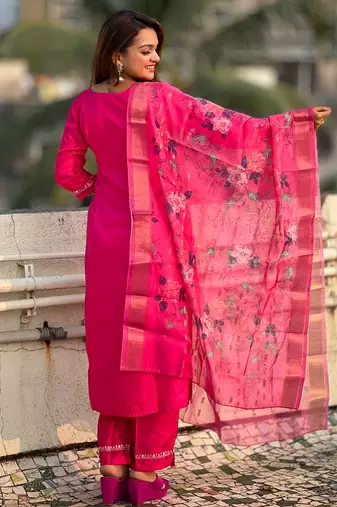 Rani embroidered silk blend salwar suit