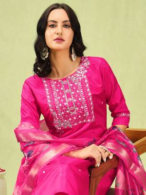 Rani embroidered silk blend salwar suit 2