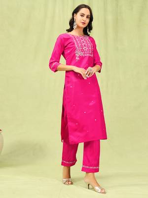 Rani embroidered silk blend salwar suit 3
