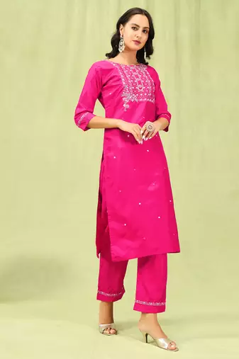 Rani embroidered silk blend salwar suit