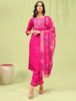 Rani embroidered silk blend salwar suit 4