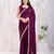 ready to wear purple silk blend solid printed saree with lace border