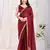 ready to wear maroon silk blend solid printed saree with lace border