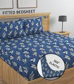 Dark blue bed sheets with 2 king size pillow cover and double bed around elastic size 72x78x8 inches
