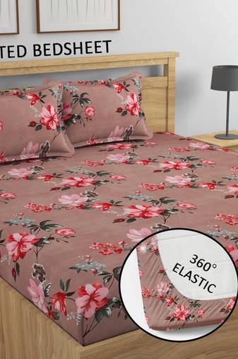Multicolor bed sheets with 2 king size pillow cover and double bed around elastic size 72x78x8 inches