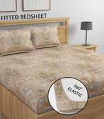 Beige multi bed sheets with 2 king size pillow cover and double bed around elastic size 72x78x8 inches