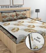 White brown bed sheets with 2 king size pillow cover and double bed around elastic size 72x78x8 inches