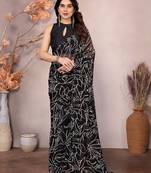 Black printed ready to wear saree