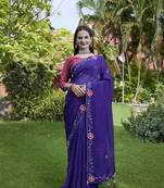 Violet chiffon festive saree
