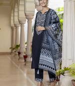 Black embroidered silk blend salwar suit
