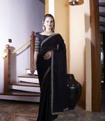 Black chiffon embroidered saree
