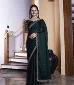 Green chiffon embroidered saree