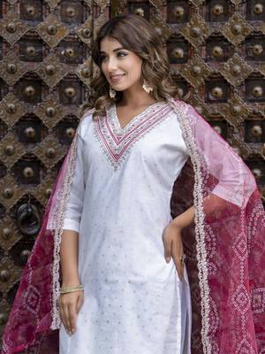 White embroidered chanderi silk salwar suit 4