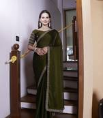 Mahendi chiffon embroidered saree