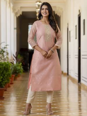 Pink embroidered shimmer silk salwar suit 1