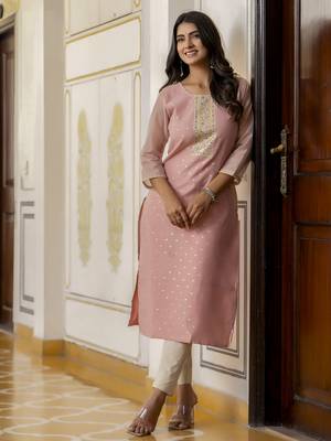 Pink embroidered shimmer silk salwar suit 4