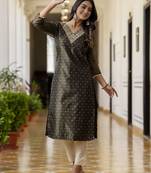 Black embroidered shimmer silk salwar suit