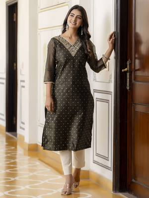 Black embroidered shimmer silk salwar suit 2