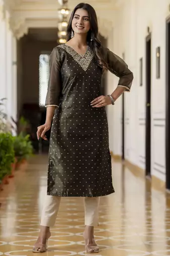 Black embroidered shimmer silk salwar suit