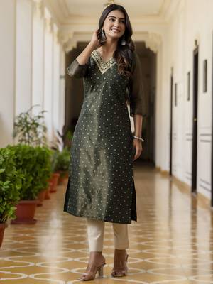 Btgreen embroidered shimmer silk salwar suit 1