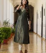 Btgreen embroidered shimmer silk salwar suit