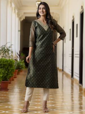 Btgreen embroidered shimmer silk salwar suit 4