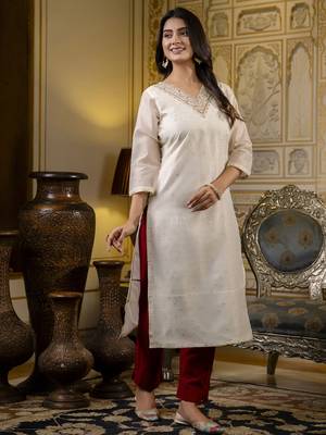 White embroidered shimmer silk salwar suit 3