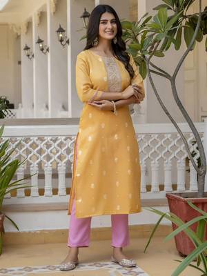 Yellow embroidered shimmer silk salwar suit 4
