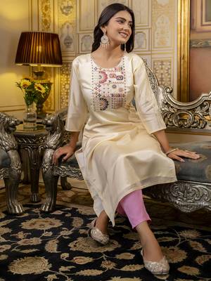 White embroidered shimmer silk salwar suit 1